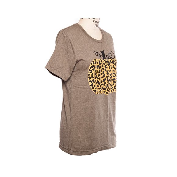 Bella Canvas Black Yellow Leopard Pumpkin Graphic Tee Shirt - Picture 3 of 9
